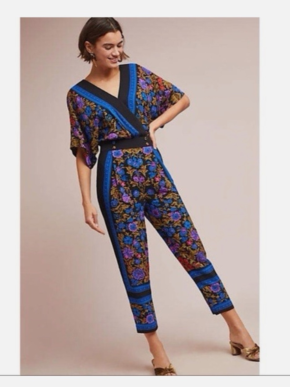 Anthropologie Ett Twa Scarf Print Jumpsuit 4